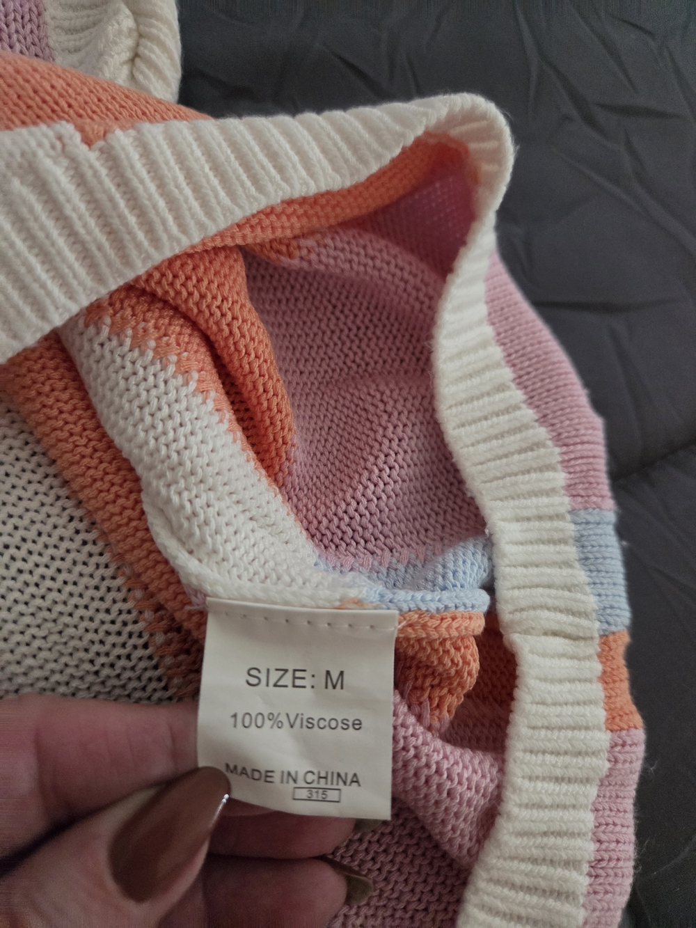 Rebel Gypsy Striped Pastel Viscose Sweater - Pink, Coral & Cream - Size M